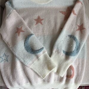Cozy urban outfitters Star and Moon Sweater - Cream and Pink